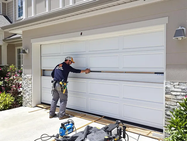 Ravenna Garage Door Repair team performing complete garage door replacement at Ravenna residence