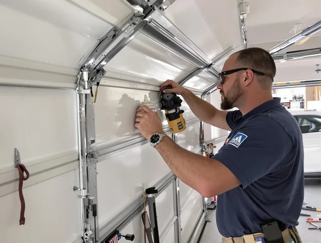Ravenna Garage Door Repair technician quieting a noisy garage door in Ravenna