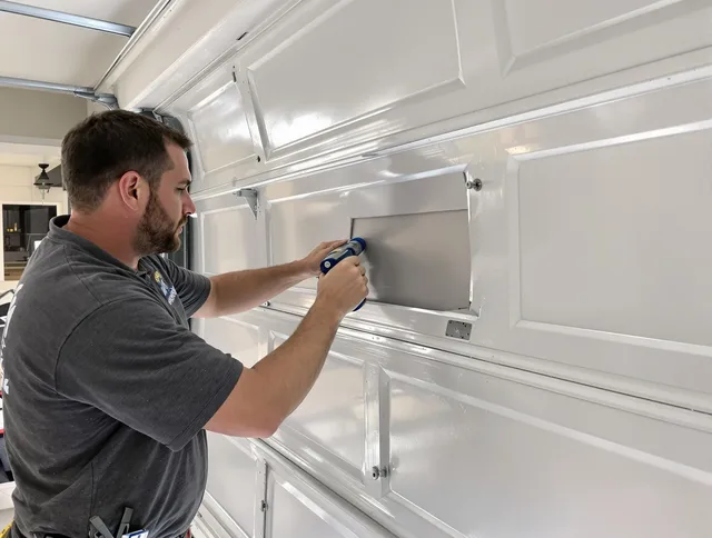 Garage door panel repair by Ravenna Garage Door Repair in Ravenna