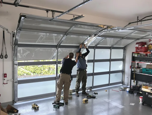 Ravenna Garage Door Repair expert performing precise panel replacement on Ravenna garage door
